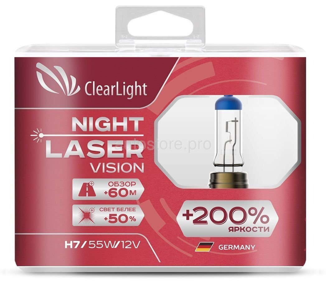 Галогеновые лампы 2шт., H11 12V-55W Night Laser Vision +200%, ClearLight