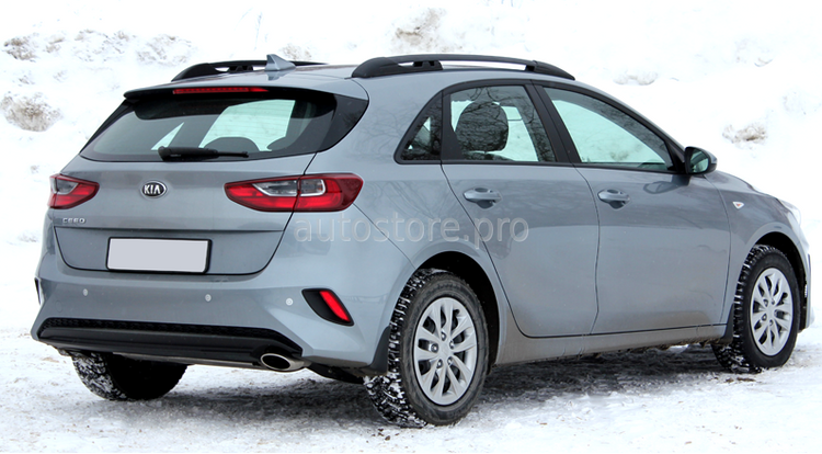 Рейлинги на крышу Киа Сид (KIA Cee'd) хэтчбек 2018-н.в., серые, АПС 0234-11
